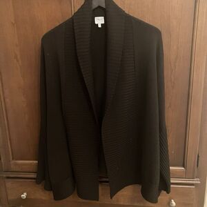 ARMANI COLLEZIONI Brown Open Ribbed Knit Wool Cardigan Sweater Sz 6 Cocoon Italy